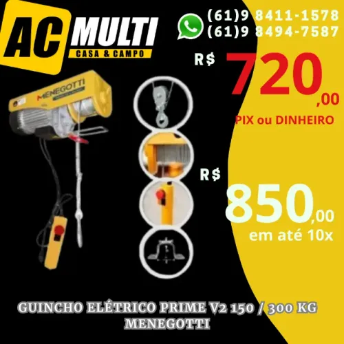 Guincho Elétrico Prime V2 150 / 300 kg menegotti