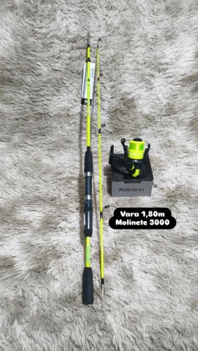 Kit vara de pesca com molinete e linha 