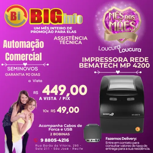 Impressora Termica Bematech MP 4200 TH ( Ethernet ) Rede