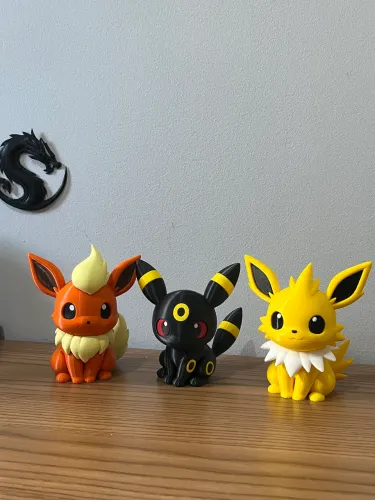 Kit Pokémon Eeveelutions Impressão 3D - Flareon Umbreon Jolteon