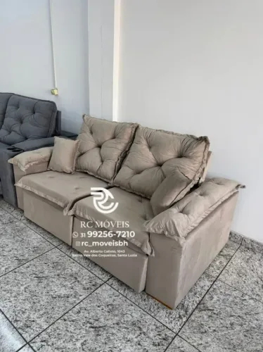 Sofá Retrátil e Reclinável 2m pillow 16cm - tecido premium veludo