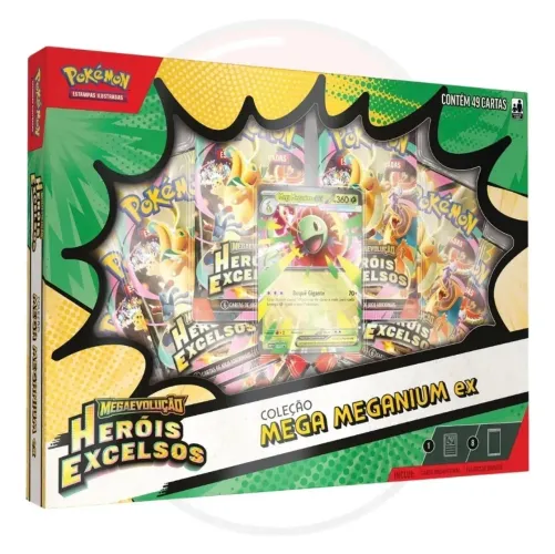 Cartas Pokémon TCG Coleção Mega Meganium ex c/49 Cards Copag