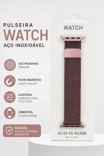 Pulseira Smartwatch em Aço Inoxidável 42/44/45/49 mm