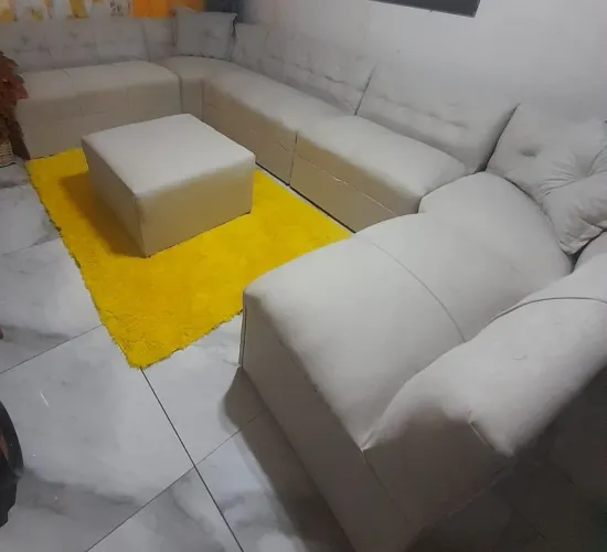 Sofá de canto 12 lugares com puff 