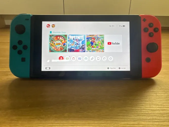 Nintendo Swift estalado fortinite , Mário party, YouTube e stumble guys