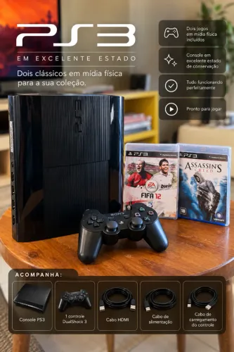 FAÇO OLX PAY PlayStation 3 PS3 + Controle + 2 Jogos + Cabos | Excelente Estado
