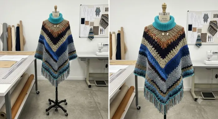 Poncho de crochê