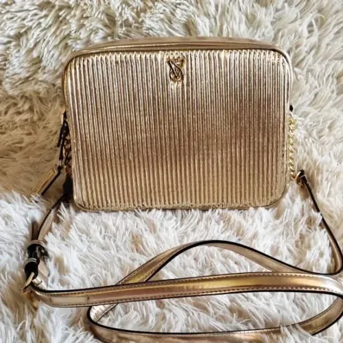 Victoria's Secret Bolsa De Ombro Crossbody Dourada Plissada