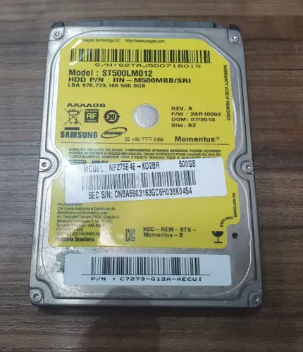 HD Notebook 500 Gb Samsung - Saudável