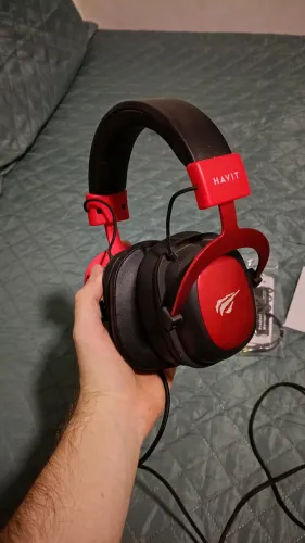 Headset Havit H2002d preto/vermelho completo
