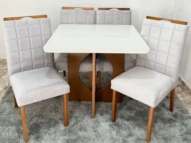 Sala mesa jantar 4 cadeiras 90x90 cm 