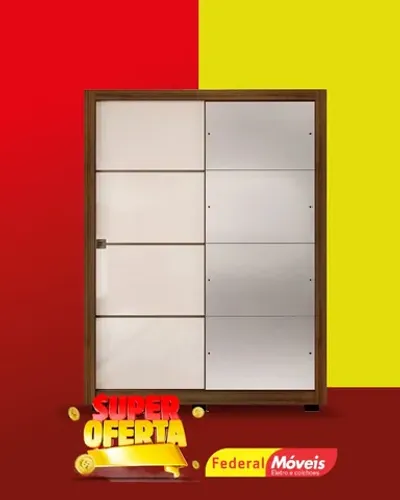 Guarda Roupa 2 Portas 3 Gavetas Espelho e Pés Direto da Fabrica Novo