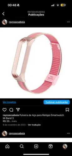 Pulseira de Aço para Relógio Smartwatch Mi Band 3 R$ 20