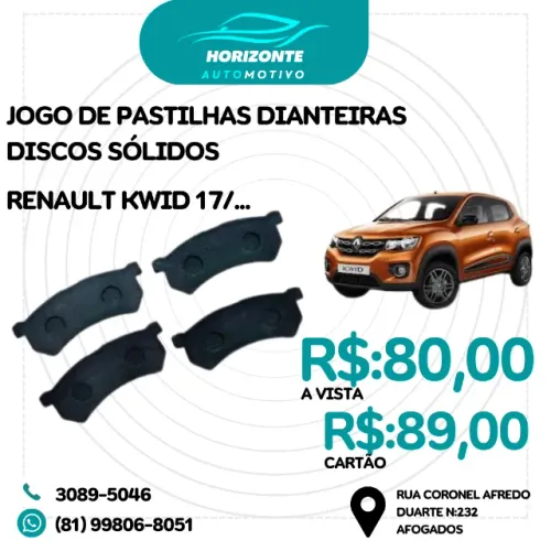 Jogo pastilha freio dianteiro kwid 2017/  Discos Sólidos