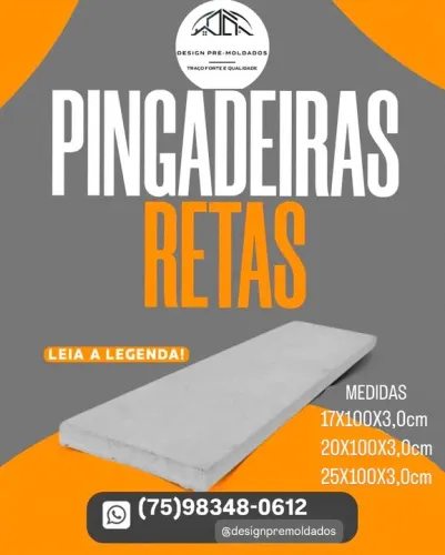 PINGADEIRA E RUFOS DE CONCRETO VIBRADO ALTA QUALIDADE