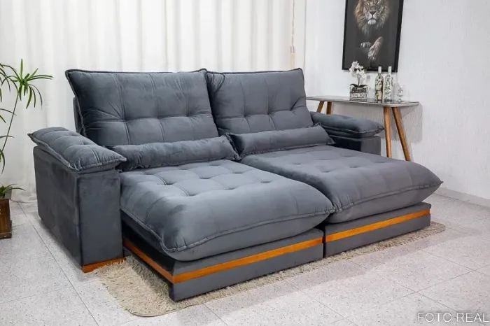 Sofá Retrátil Reclinável Ibis 2.30m D33 e Molas Ensacadas rf76