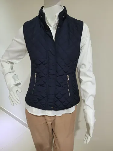 Colete Zara Woman Matelassê Azul Marinho