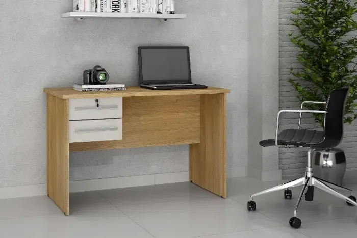 Mesa de Computador Byte Valdemoveis Cinamomo/Off White - Entrega Rápida! 