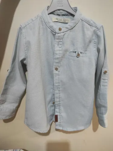 Camisa Social Infantil Azul Claro Baby Club Tamanho 2
