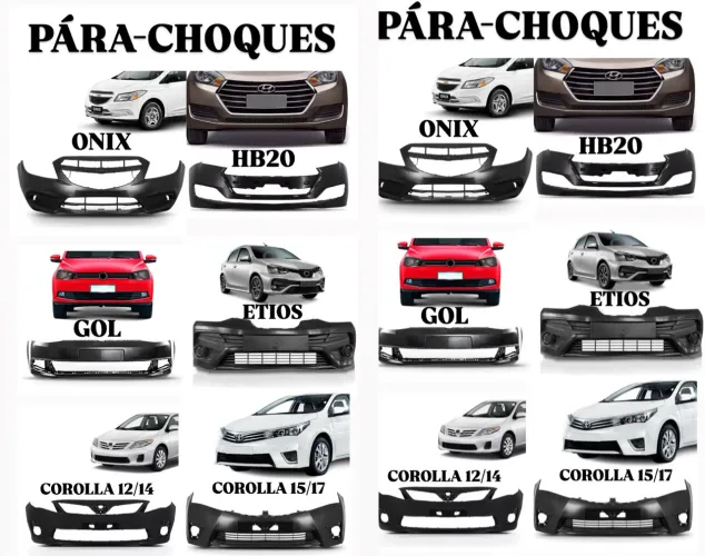 Para-choques para diversos modelos de carros