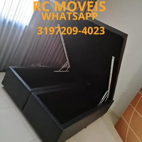 Cama Box Casal Bipartida com Baú 1.38x1.88 - Pistão a Gás