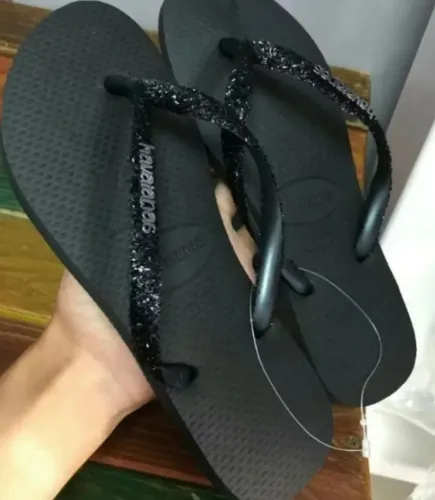 HAVAIANAS SPARKLE PRETO - Nova sem uso