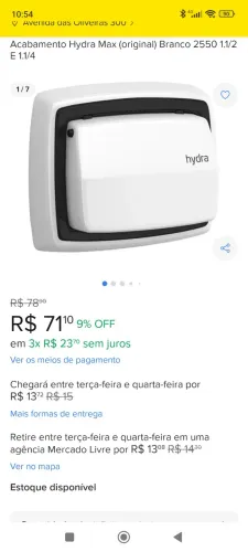 acabamentos para valvula hidra originais em alum,inio branco 