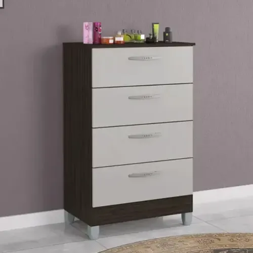 Cômoda 4 Gvs Chocolate/Off Poquema - Entrega Rápida! 