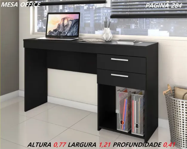 Escrivaninha Office Preta com Gavetas - Design Moderno