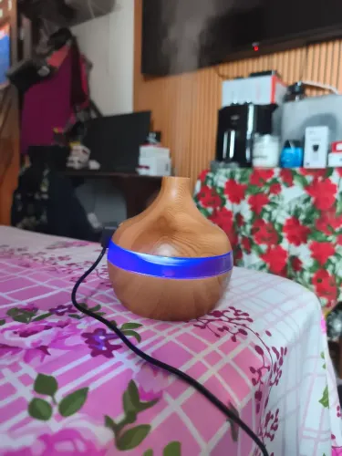 Umidificador de Ar Decorativo - Madeira com Luz LED