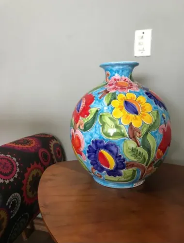 Vaso Italiano decorativo floral artesanal