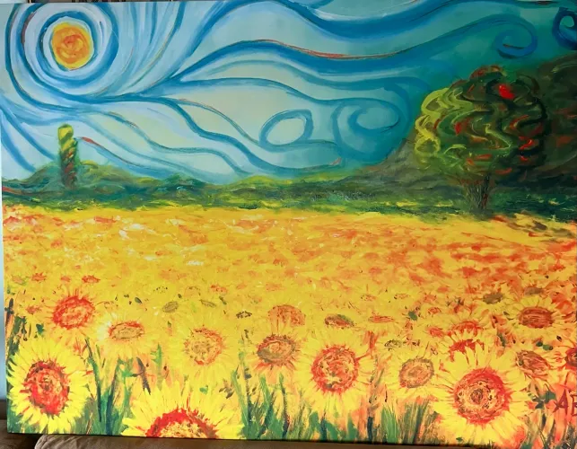 Quadro Campo dos Girassóis de Van Gogh 95 X 70