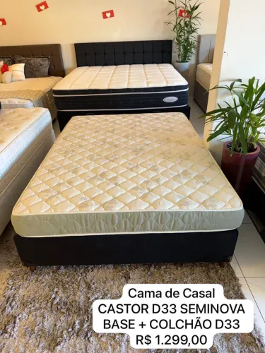 Colchão de Casal Castor D33 Seminovo com base - Entrego!