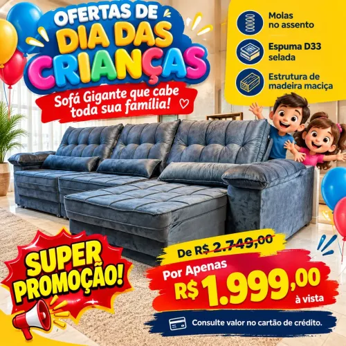 Sofá Retrátil e Reclinável Tam: 2.90×1.80 com molas e espuma D33