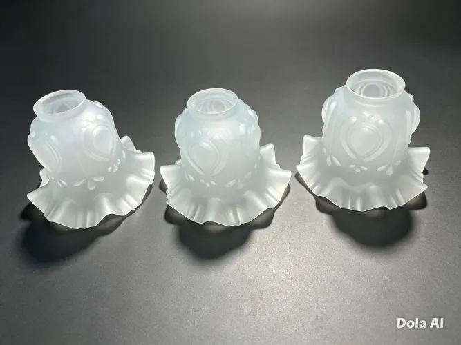 3 Tulipasem vidro fosco satine para abajur ou 6 cm de boca 13 altura 25 cm boca babado
