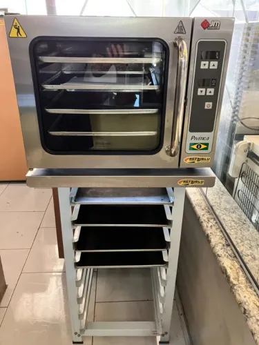 Forno TURBO + torre de porta bandeja + kit 8 bandeja com capa silicone