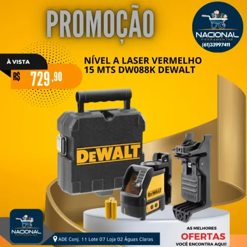 Nível a Laser DeWalt DW088K Vermelho 15m Profissional + Maleta | 220V