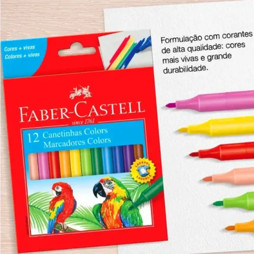 Kit 12 Canetinha Hidrográfica Cores Faber Castell Novo Original