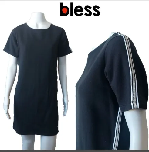 BLESS vestido reto preto