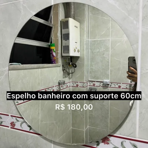 Espelho redondo 60cm c/ suporte