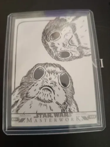 Cards star wars topps 1 sketchcard e 4 assinaturas