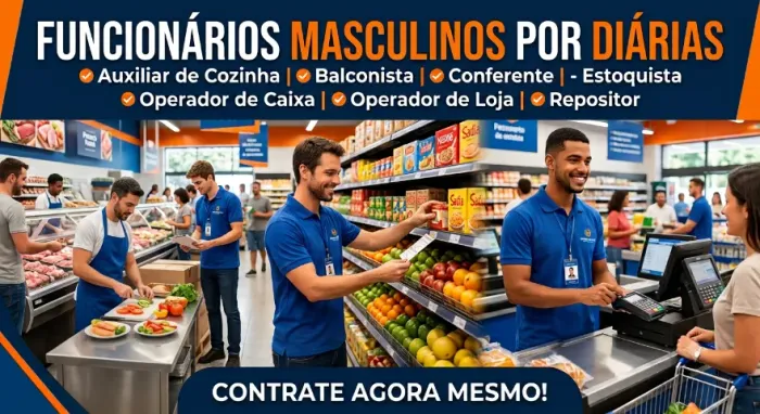 Funcionários masculinos por DIÁRIAS para o seu Negócio.