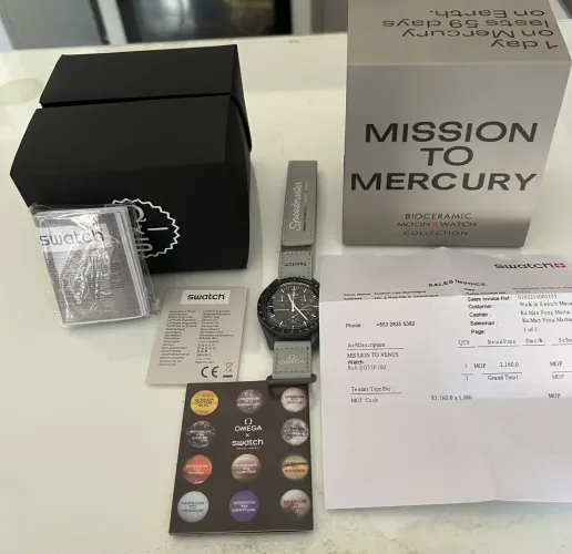 Relógio Omega x Swatch Mission to Mercury + pulseira de borracha extra Omega