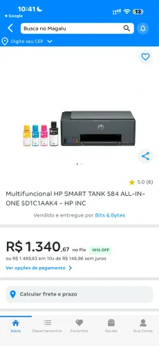 Hp Smart Tank 584 (Multifunções NOVA)