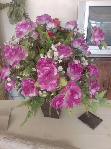 Vaso de planta flores artificial 