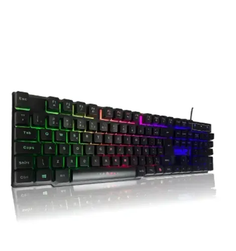 Teclado Gamer Semi Mecanico Usb Rgb Led Para Pc Cor Preto Preto