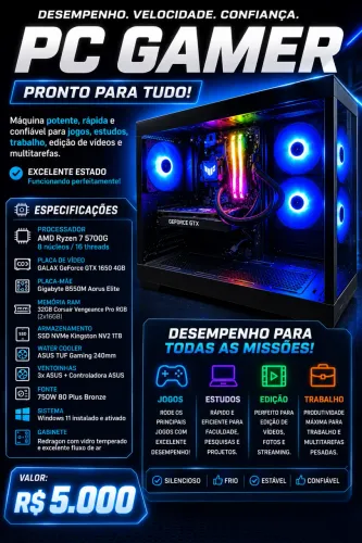 PC GAMER PRONTO PARA USAR! R$ 5.000