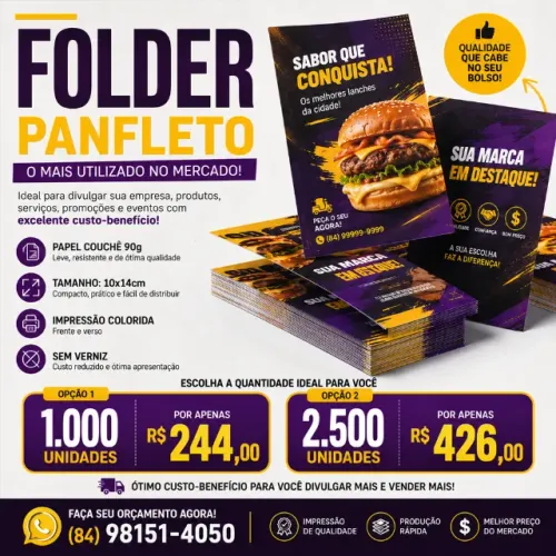 Panfleto / Folder, couchê 90g, 10x14cm