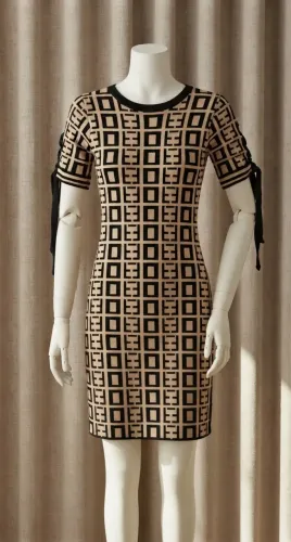 SEMANA DO DESAPEGO Vestido tricô Modal Creme/Preto