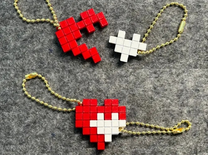 Chaveiro Duplo Coração Vermelho e Branco dia dos namorados